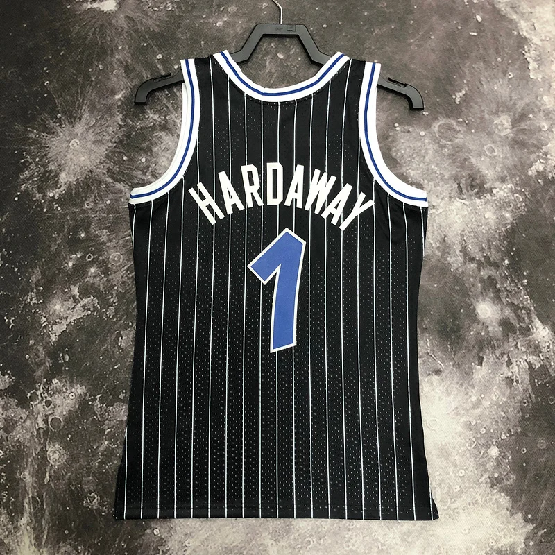 1995 Mitchell Ness Hot Print Retro Orlando Magic Basketball Jersey Black #1 HARDAWAY