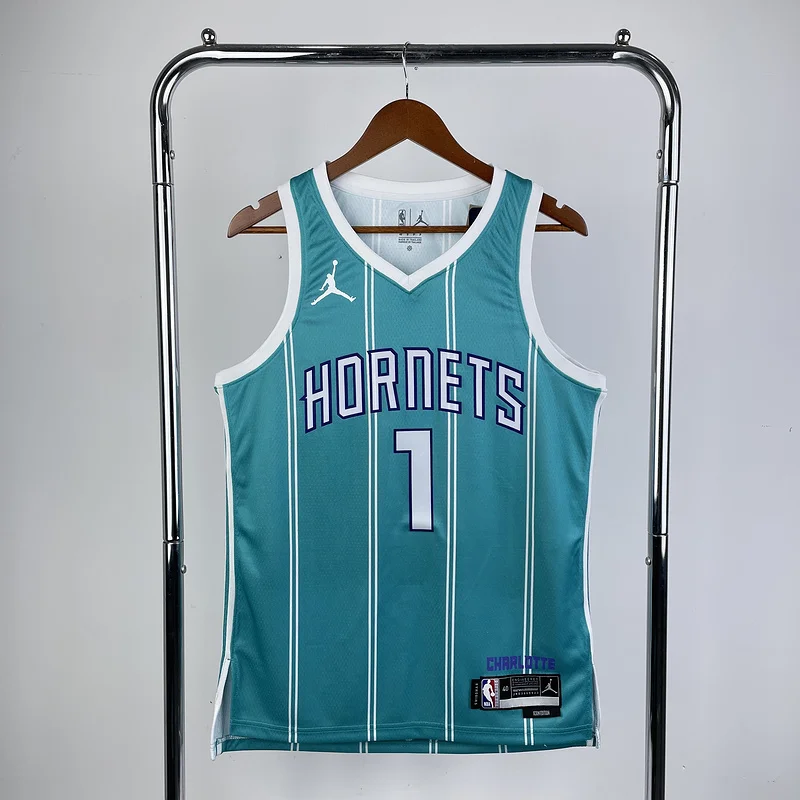 2023  Charlotte Hornets Basketball Jersey   Aawy  Blue  #1  BALL