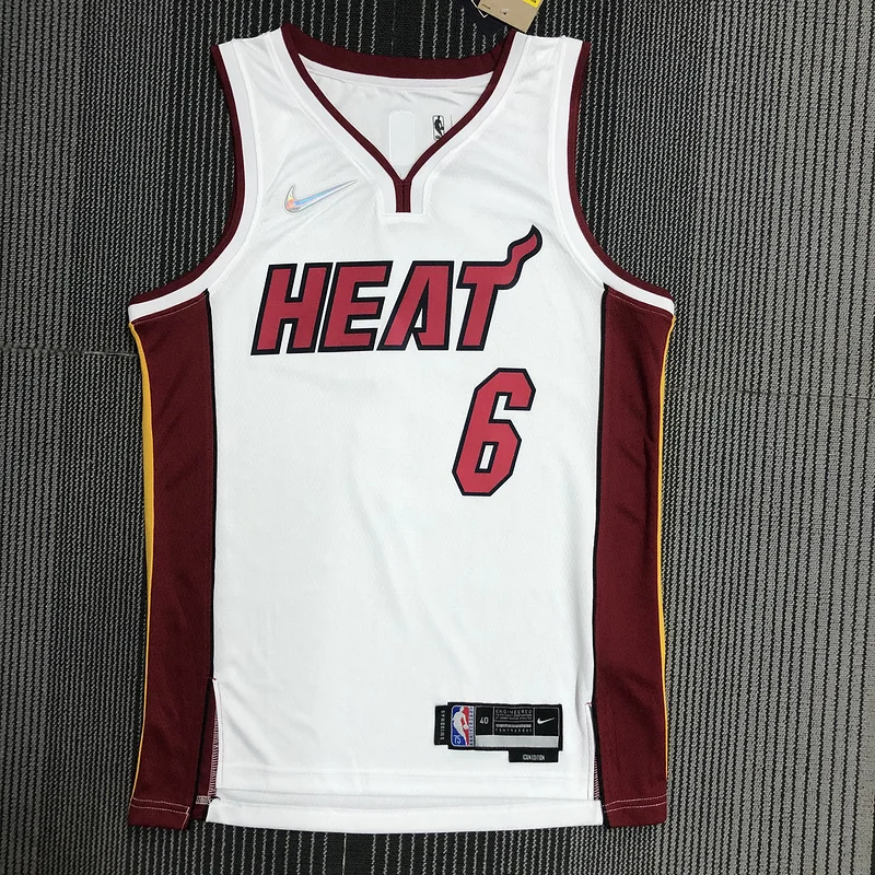 75th anniversary NBA Miami Heat basketball jersey White #6 JAMES