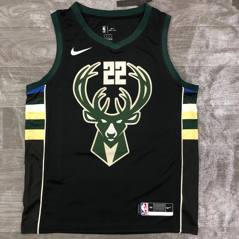 NBA Milwaukee Bucks Basketball jersey V-neck Black #22 MIDDLETON