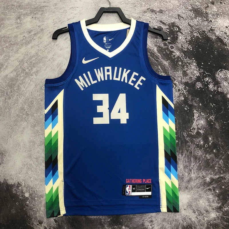 2023 Season NBA Milwaukee Bucks Basketball jersey city version #34