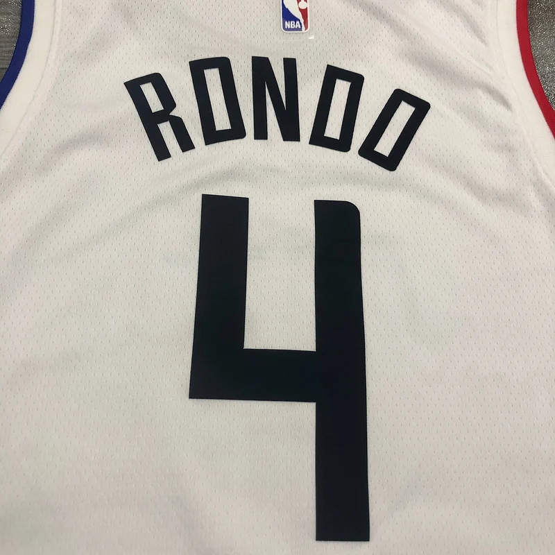 2020 Season NBA Los Angeles Clippers Basketball jersey   Latin   White   #4   RONDO