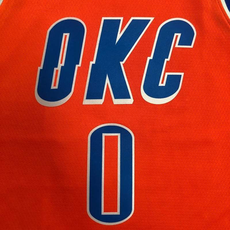 2021 NBA Oklahoma City Thunder Basketball Jersey trapeze Orange #0 WESTBROOK