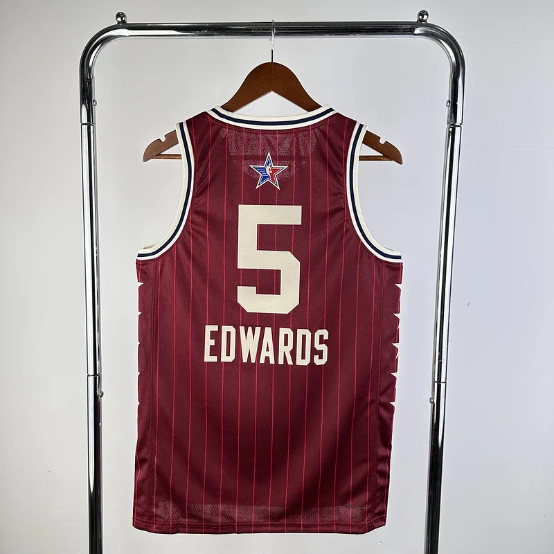 2024 All-Star Minnesota Timberwolves Basketball Jersey Red #5 EDWARDS