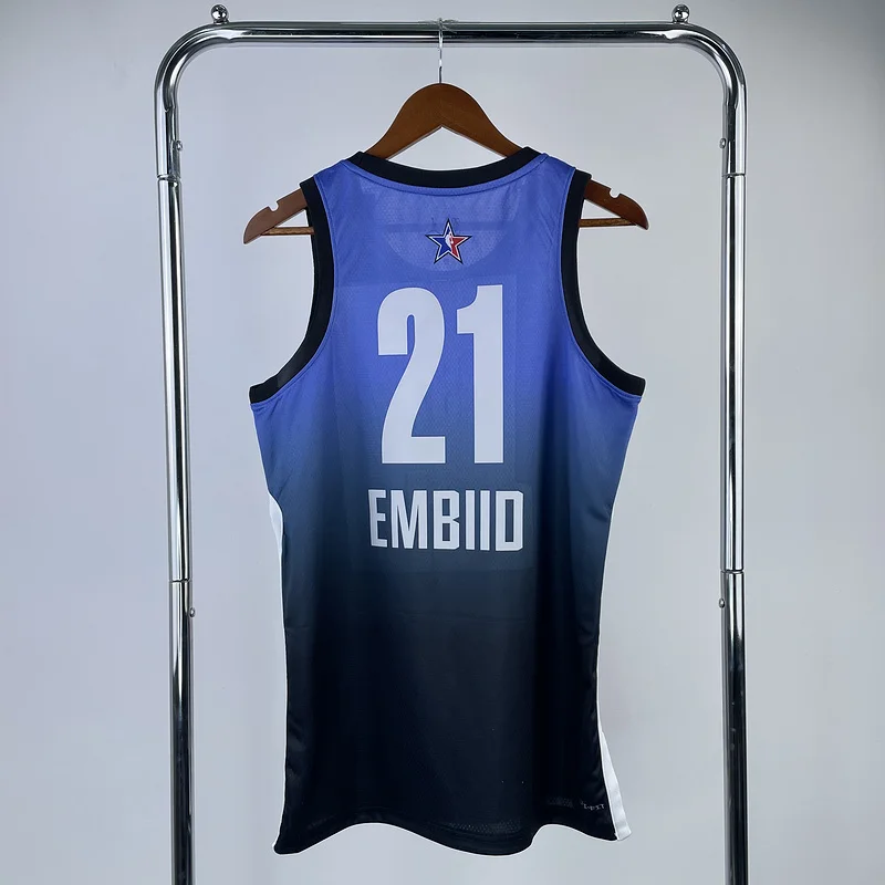 2023 Season NBA Philadelphia 76ers Basketball Jersey All-Star Blue #21 EMBIID