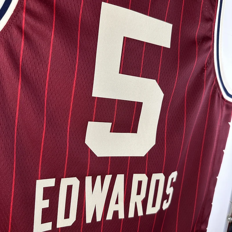 2024 All-Star Minnesota Timberwolves Basketball Jersey Red #5 EDWARDS