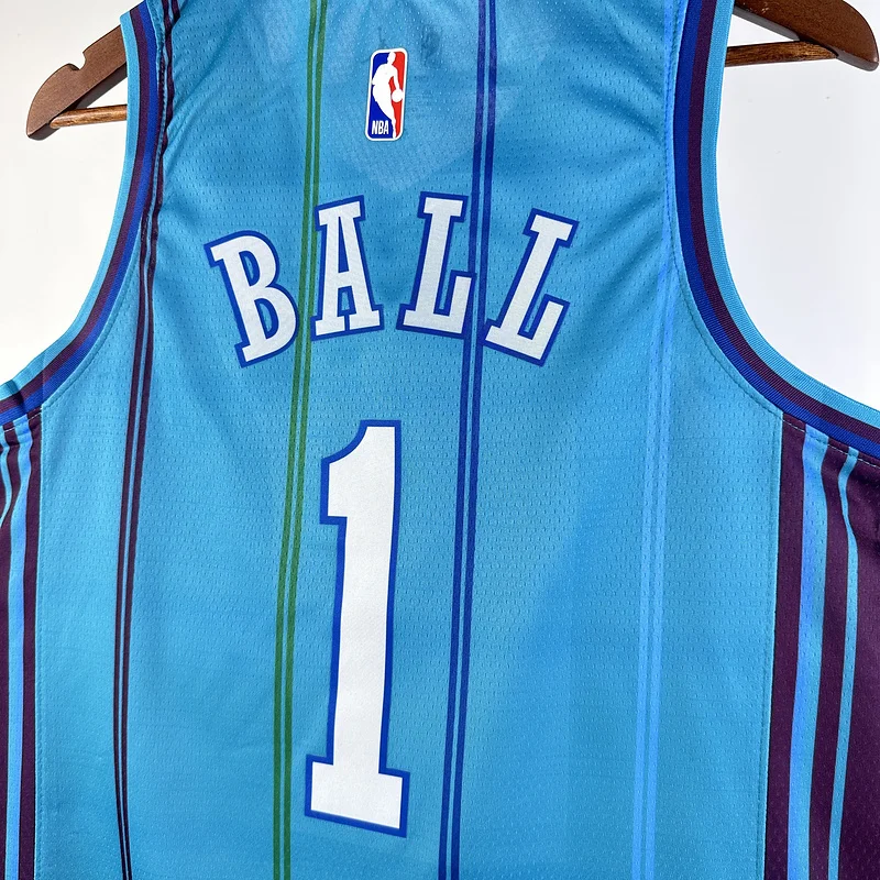 2024  Charlotte Hornets Basketball Jersey   Retro  #1  BALL