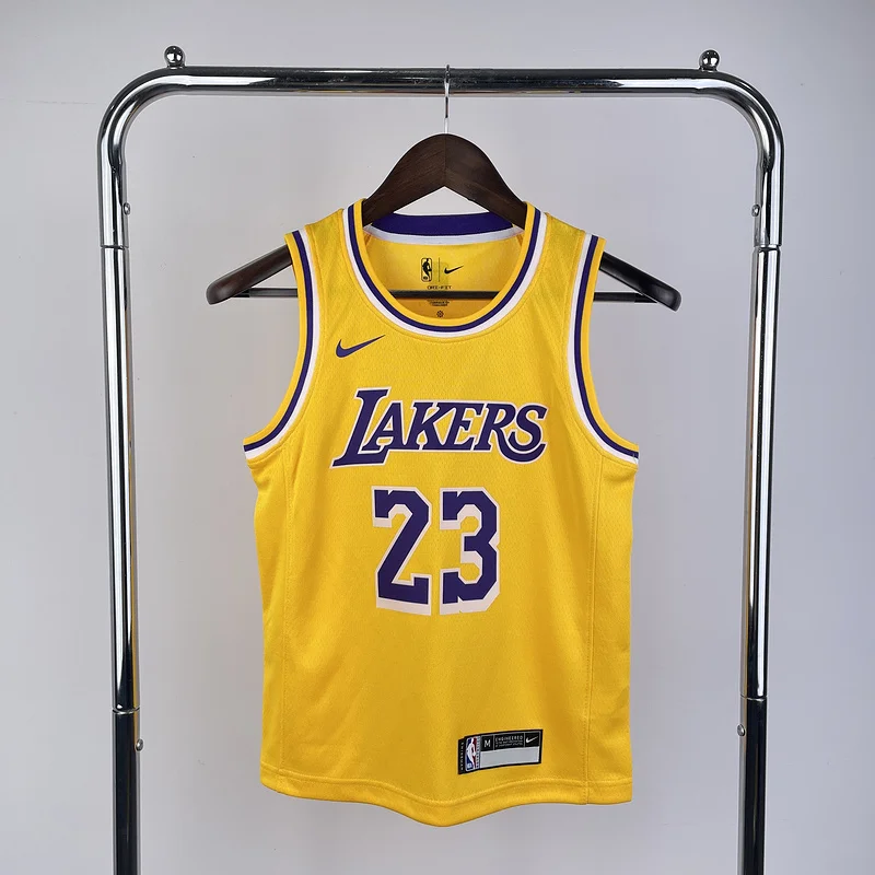 Youth kids Basketball Jersey Los Angeles Lakers Yellow #23 JAMES