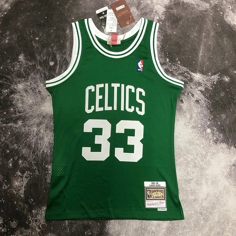 1985 1986 Season MN Hot Print Retro NBA Boston Celtics Basketball Jersey Green #33 BIRD