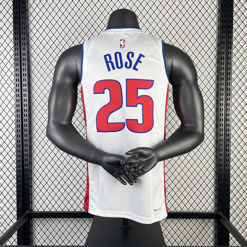 2023 Detroit Pistons Basketball Jersey White #25 ROSE