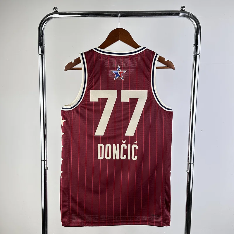 2024 Season NBA Dallas Mavericks basketball jersey All-Star red #77 DONCIC