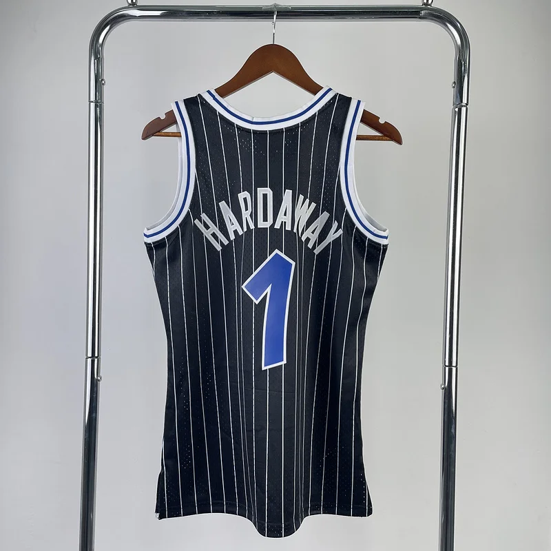 1995 Mitchell Ness Hot Print Retro Orlando Magic Basketball Jersey Black #1 HARDAWAY