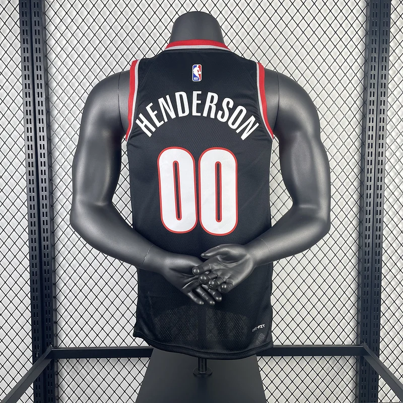 2023  Portland Trail Blazers Basketball Jersey   Black  #00   HENDERSON