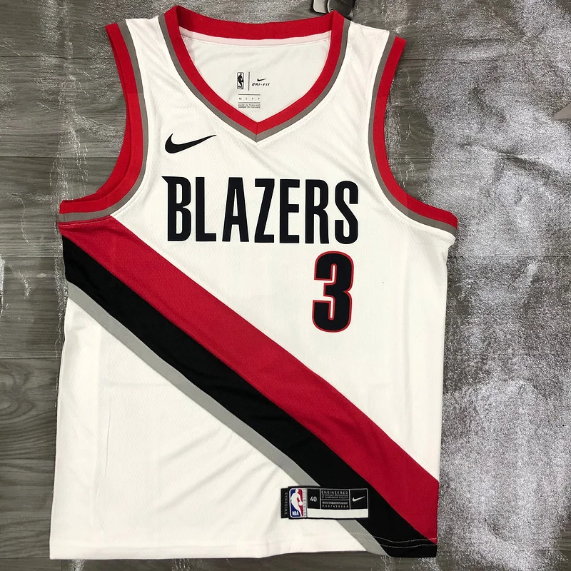 2021 Portland Trail Blazers Basketball Jersey Home White #3 McCOLLUM