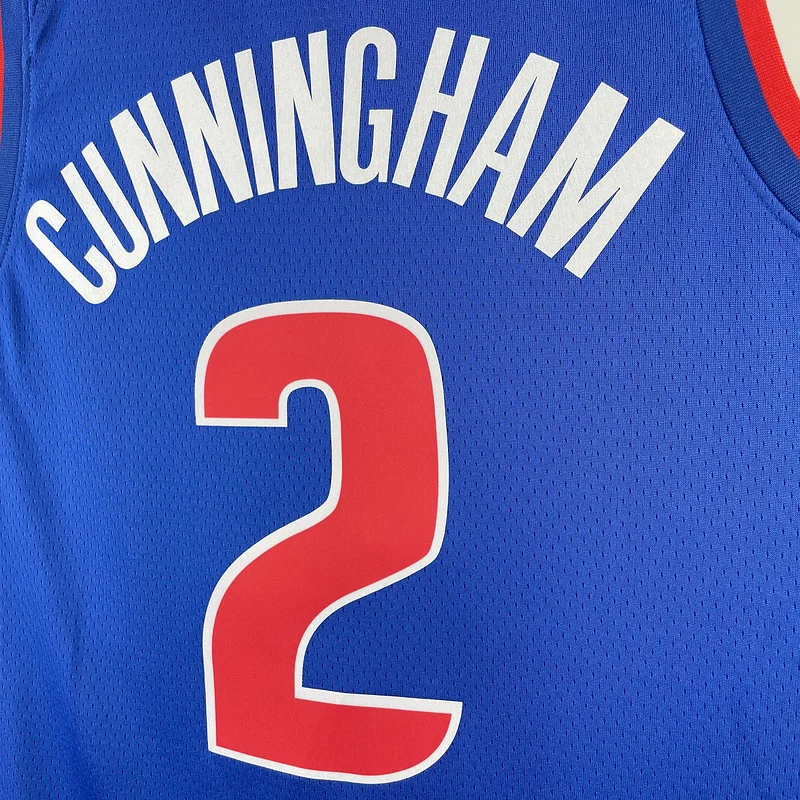 2023 Detroit Pistons Basketball Jersey Aawy Blue #2 CUNNINGHAM