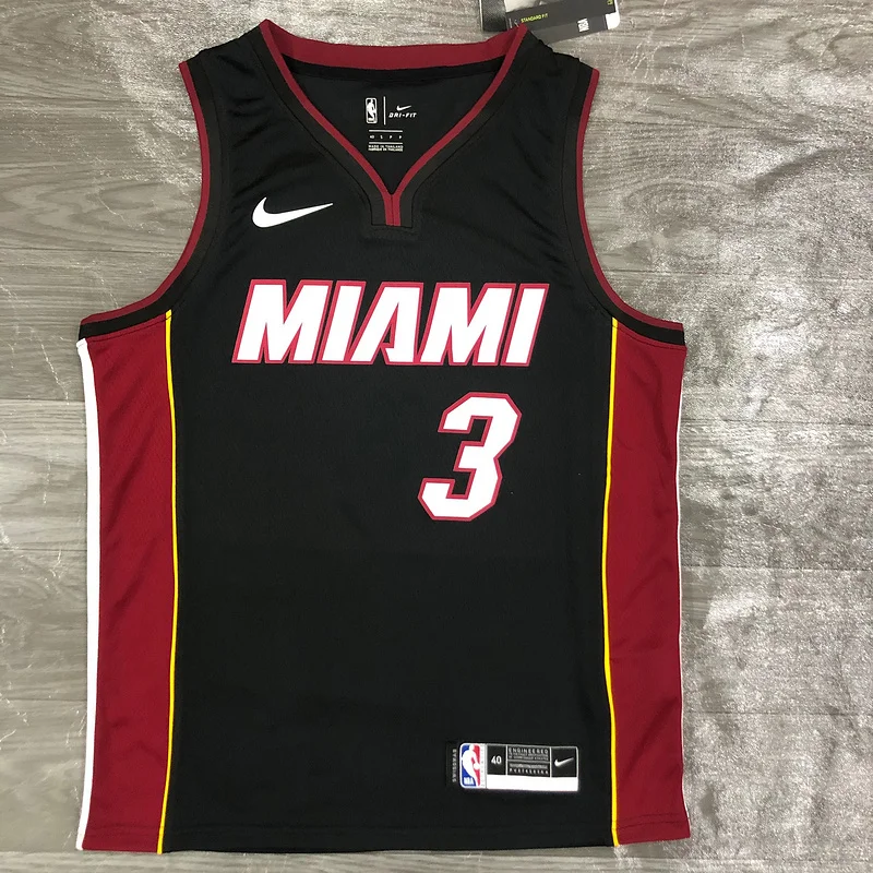 NBA Miami Heat basketball jersey V-neck Black #3 WADE