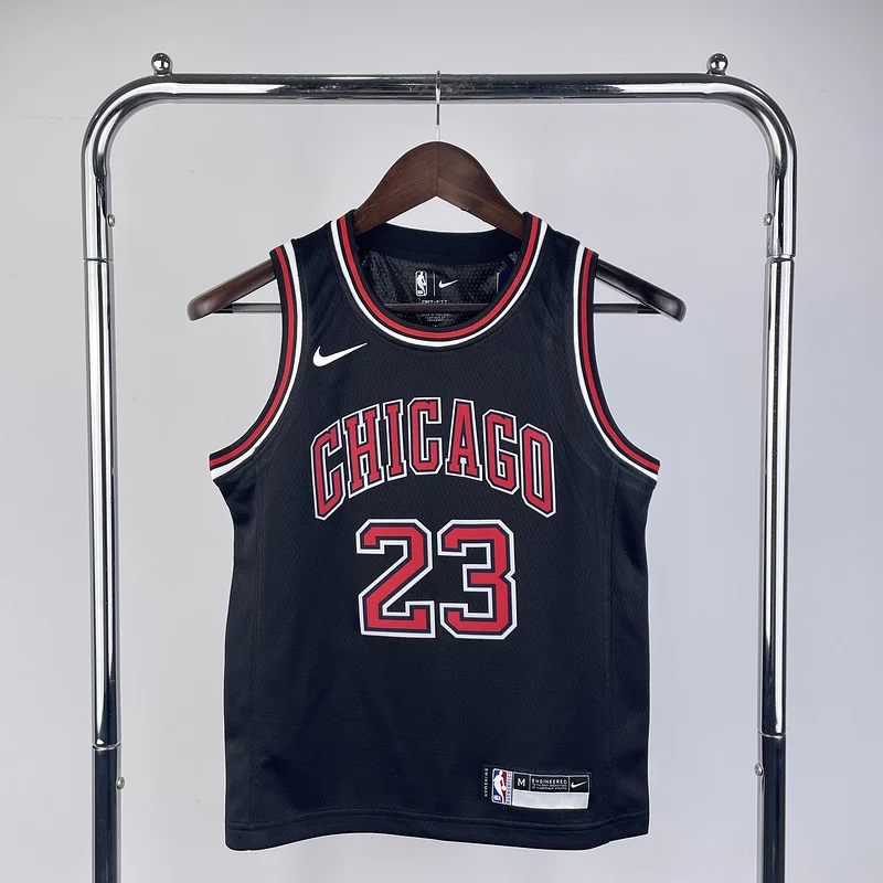 Youth kids Basketball Jersey Chicago Bulls Black #23 JORDAN