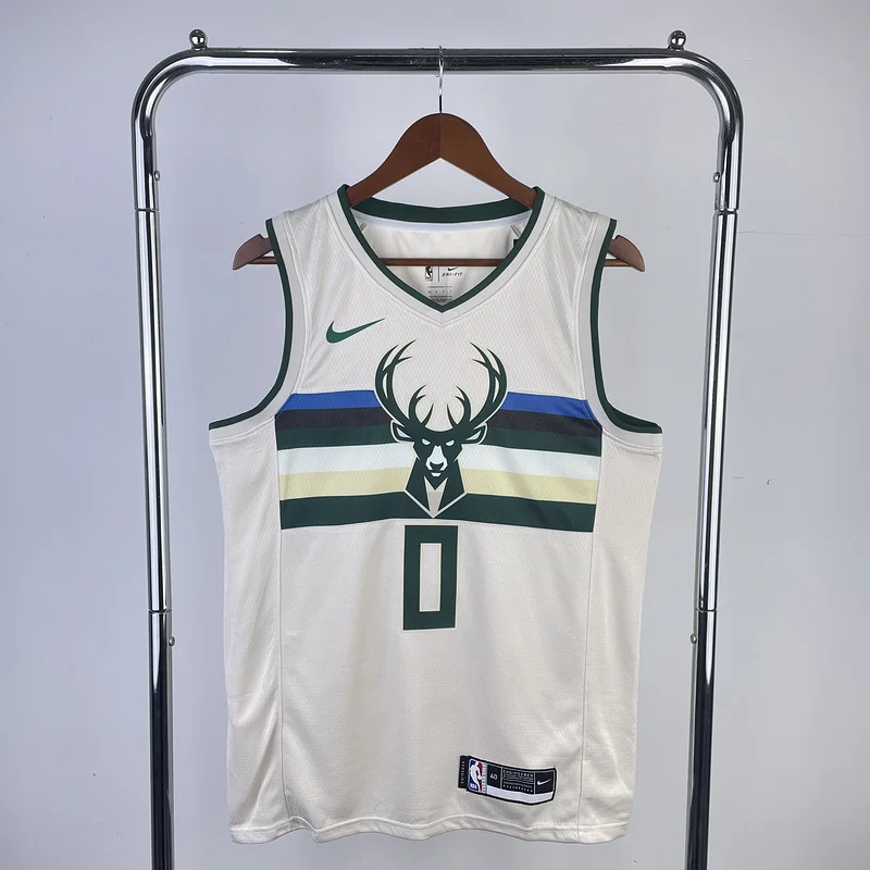 2019 Season NBA Milwaukee Bucks Basketball jersey beige #0 LILLARD