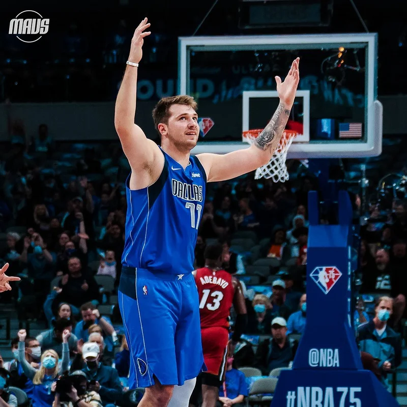 75th anniversary NBA Dallas Mavericks basketball jersey Blue #77 DONCIC