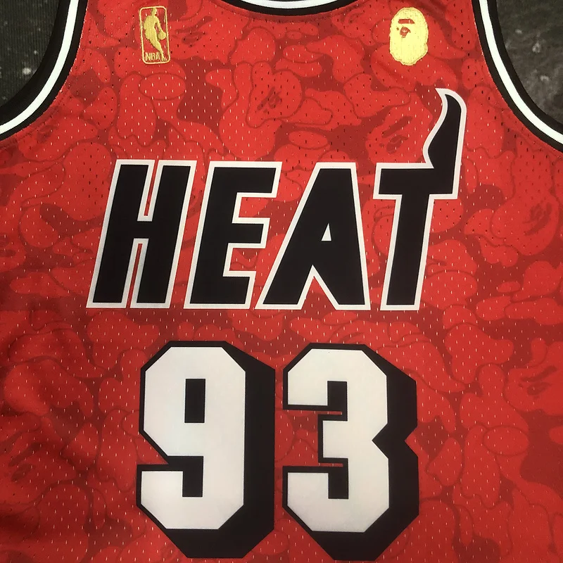 BAPE×M&N Co-branded NBA Miami Heat basketball jersey red 9 #3