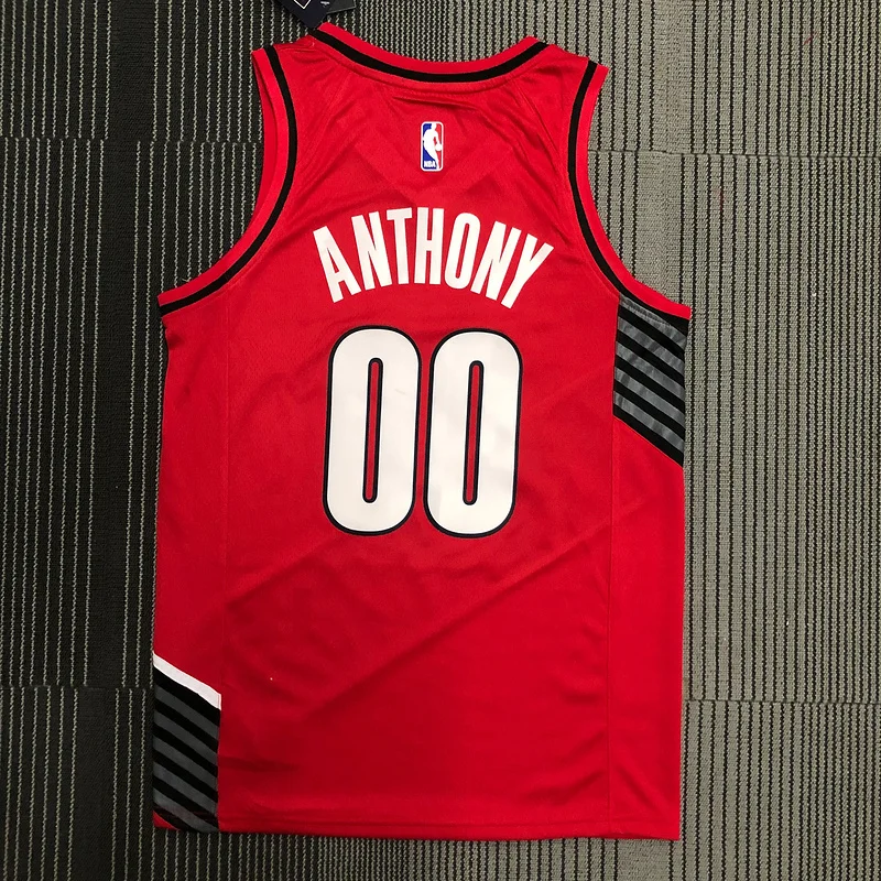 Portland Trail Blazers Basketball Jersey   Red   Jordan Style #00    ANTHONY