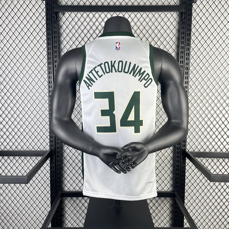 2023 Season NBA Milwaukee Bucks Basketball jersey Home White #34 Antetokounmpo