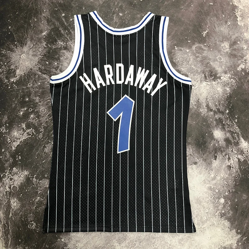 1995 Mitchell Ness Hot Print Retro Orlando Magic Basketball Jersey Black #1 HARDAWAY