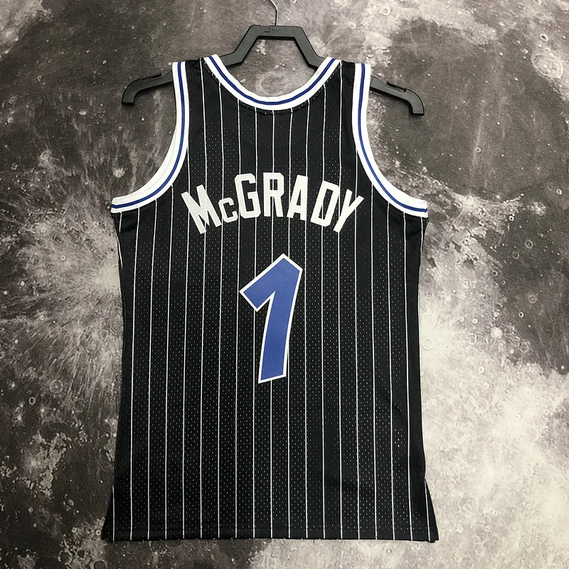 2004 Mitchell Ness Hot Print Retro Orlando Magic Basketball Jersey Black #1 McGrady