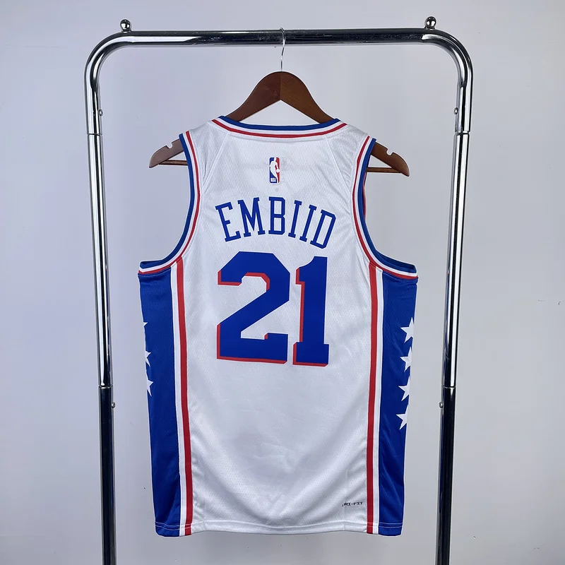 2023 Season NBA Philadelphia 76ers Basketball Jersey Home White #21 EMBIID