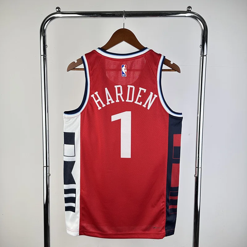 2025 Season    NBA Los Angeles Clippers Basketball jersey    trapeze  limited   Red  #1    HARDEN