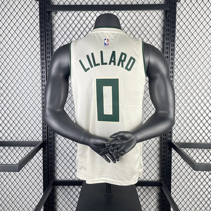 2019 Season NBA Milwaukee Bucks Basketball jersey beige #0 LILLARD