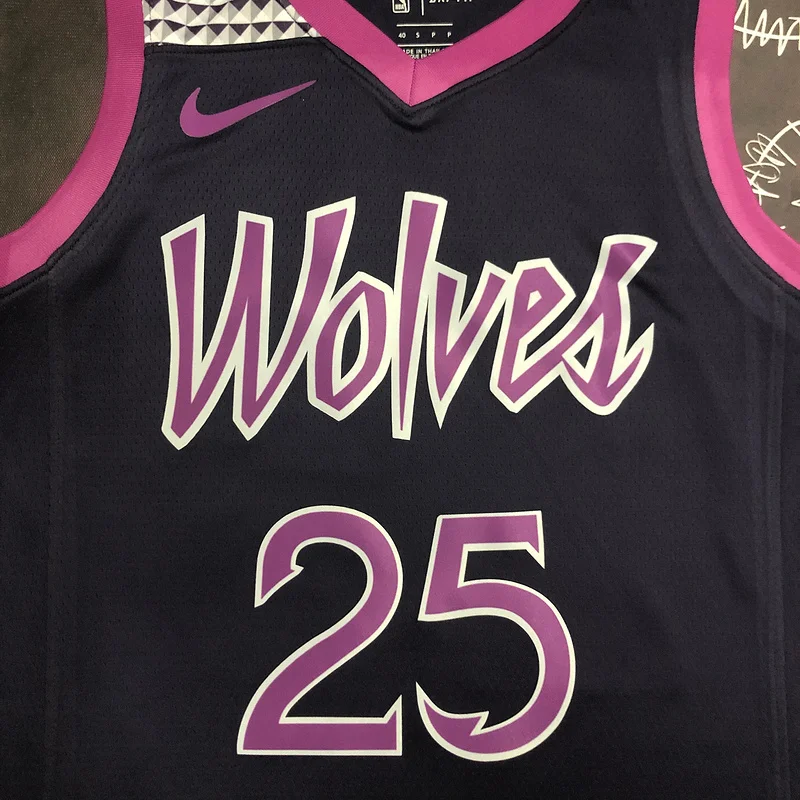 Minnesota Timberwolves Basketball Jersey Black Purple #25 ROSE