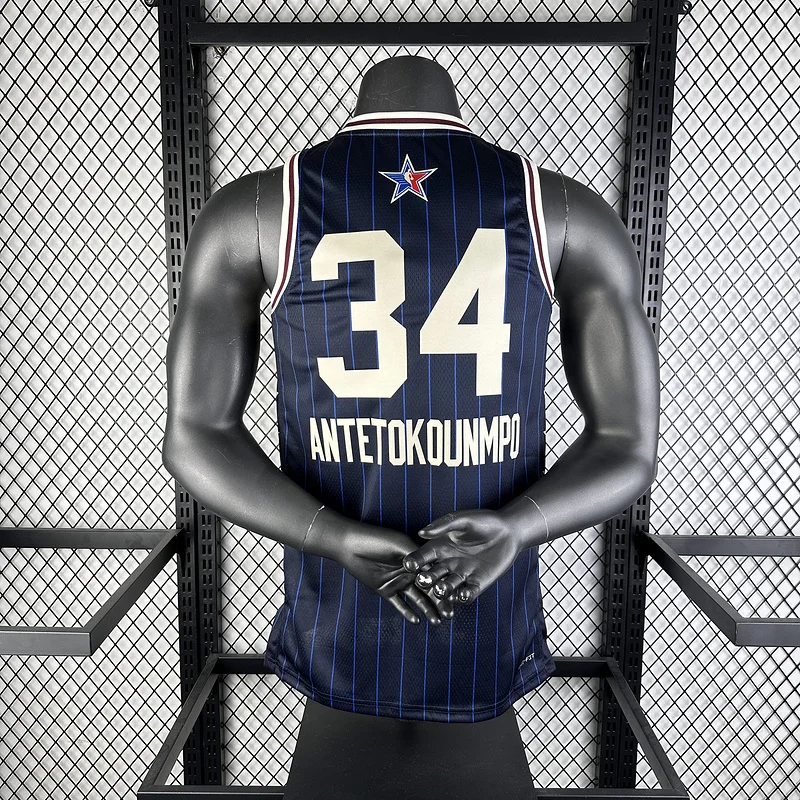 2024 Season Milwaukee Bucks All-Star Blue #34 Antetokounmpo Basketball jersey