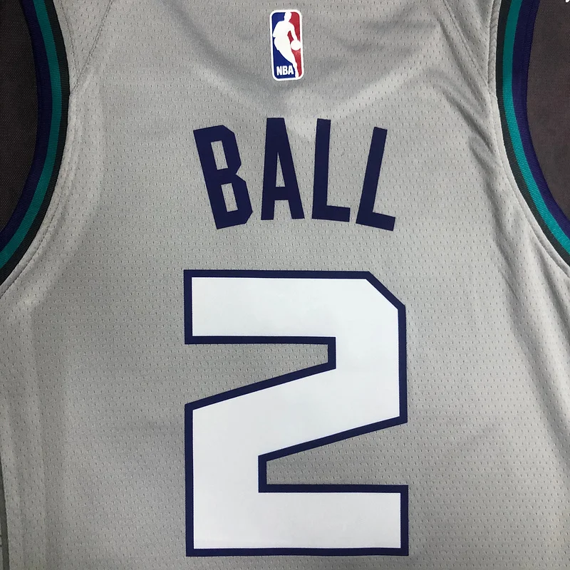 2019   Charlotte Hornets Basketball Jersey    Gray  #2  BALL