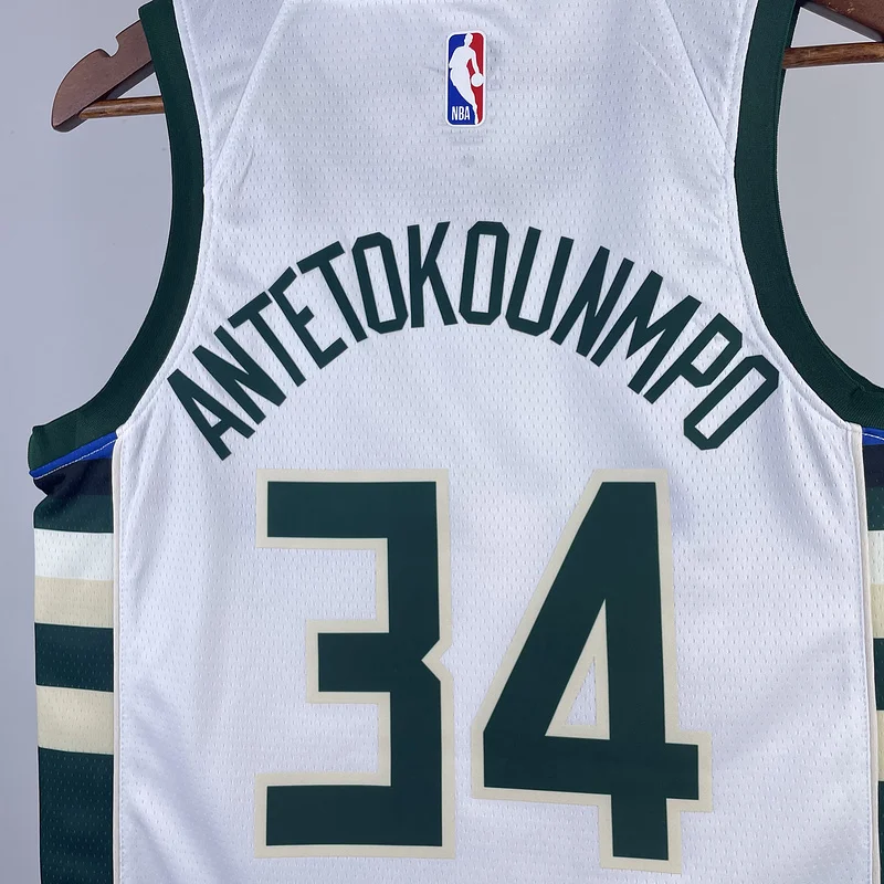 2023 Season NBA Milwaukee Bucks Basketball jersey Home White #34 Antetokounmpo