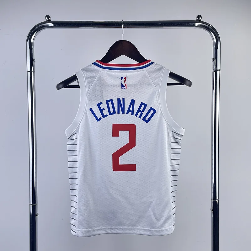 Youth kids Basketball Jersey Los Angeles Clippers White #2 LEONARD