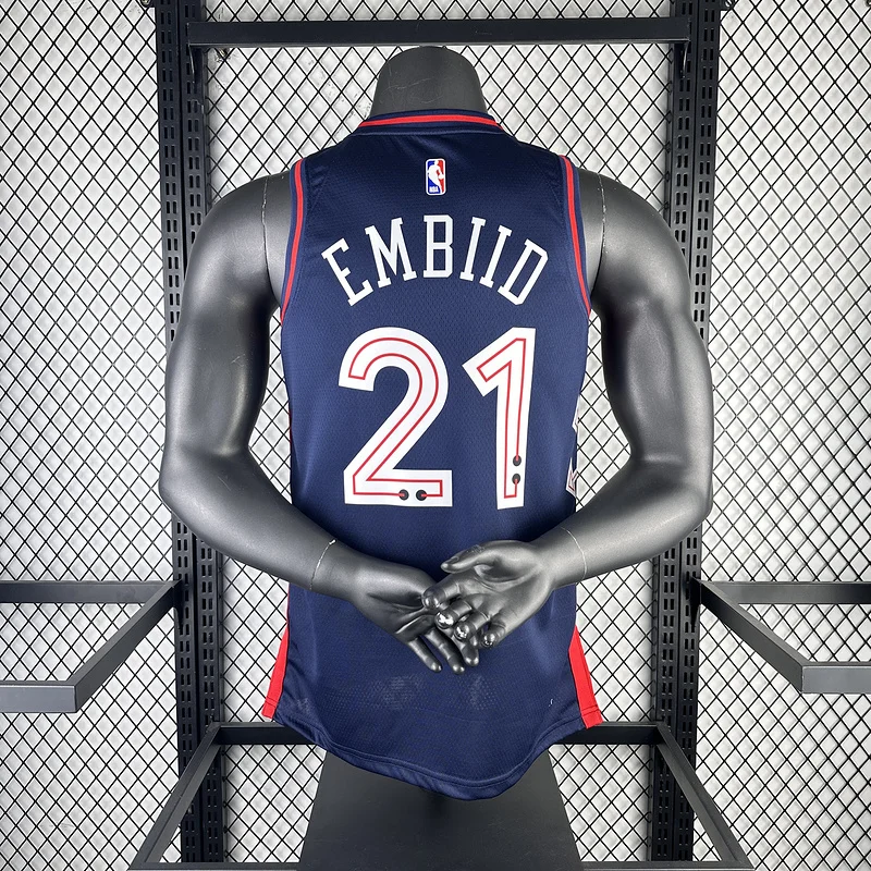 2024 Season NBA Philadelphia 76ers Basketball Jersey city version #21 EMBIID