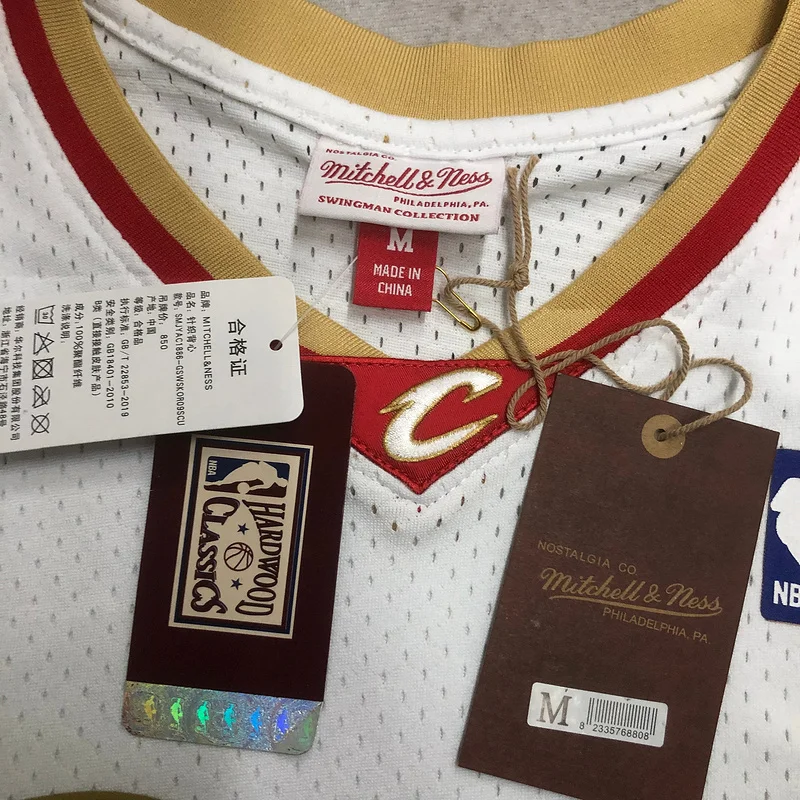 03/04 Mitchell Ness Hot Print Retro Cleveland Cavaliers Basketball Jersey White #23 JAMES