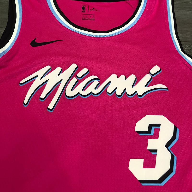 NBA Miami Heat basketball jersey round neck Pink #3 WADE