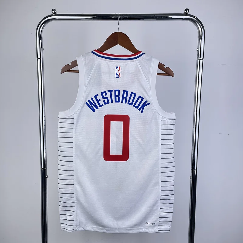 2023 Season   NBA Los Angeles Clippers Basketball jersey   Home   White  #0    WESTBROOK