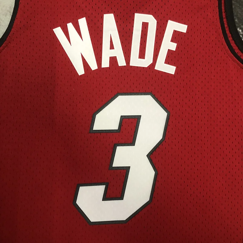 2005 2006 Season MN Hot Print Retro NBA Miami Heat basketball jersey red #3 WADE