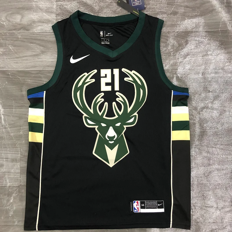 NBA Milwaukee Bucks Basketball jersey V-neck Black #21 HOLIDAY