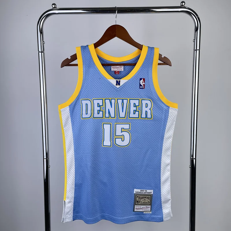 2003 2004 Season Mitchell Ness Hot Print Retro SW NBA Denver Nuggets Basketball jersey Blue #15 ANTHDNY