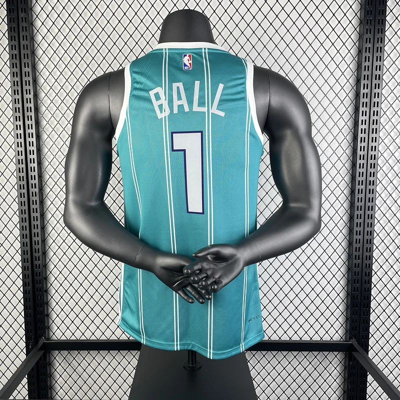 2023  Charlotte Hornets Basketball Jersey   Aawy  Blue  #1  BALL