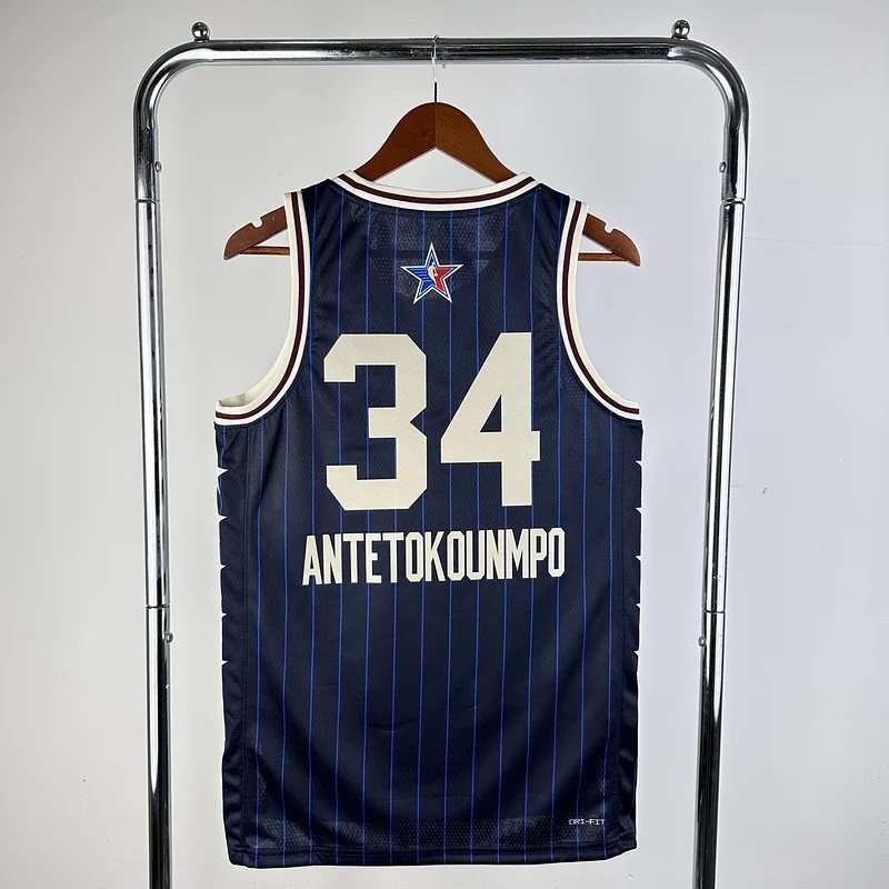 2024 Season Milwaukee Bucks All-Star Blue #34 Antetokounmpo Basketball jersey