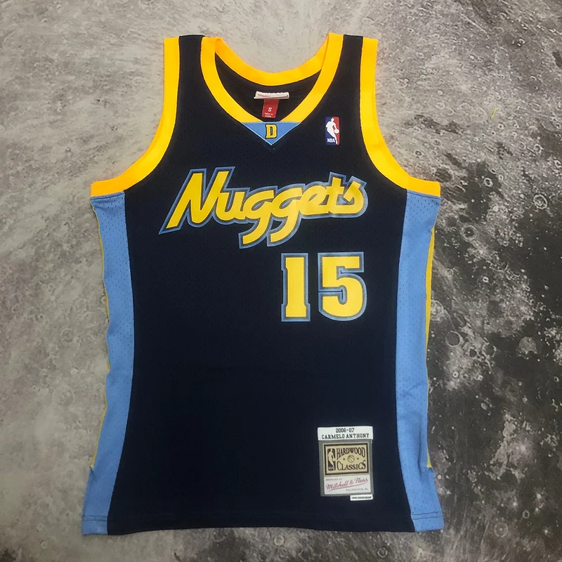 2006 2007 Season Mitchell Ness Hot Print Retro SW NBA Denver Nuggets Basketball jersey Blue #15 ANTHDNY