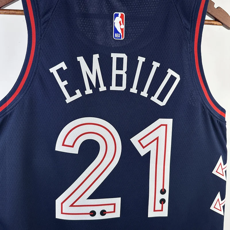 2024 Season NBA Philadelphia 76ers Basketball Jersey city version #21 EMBIID