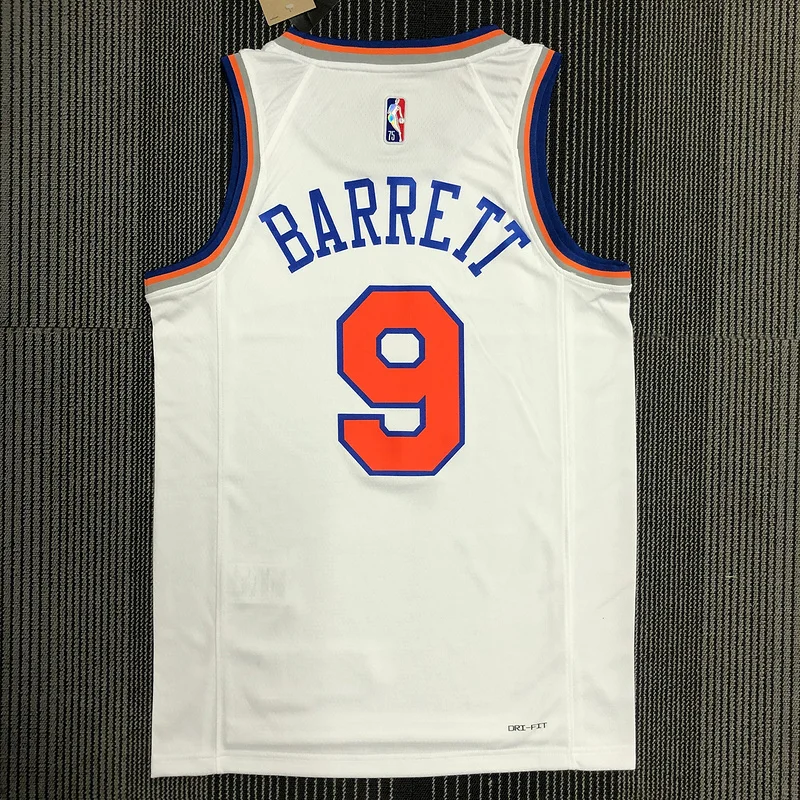 75th anniversary New York Knicks Basketball Jersey White #9 BARRETT