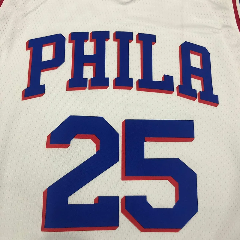 NBA Philadelphia 76ers Basketball Jersey V-neck White #25 SIMMONS