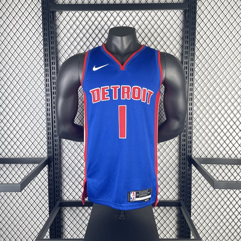 2023 Detroit Pistons Basketball Jersey Aawy Blue #1 IVERSON